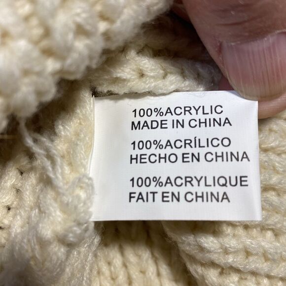 STEVE MADDEN Chunky Knit Beanie with Faux Fur Pom Pom - Picture 6 of 6